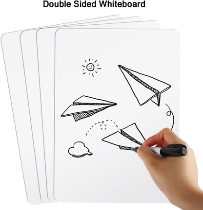 Dry Erase Lapboards, HERKKA 8 Pack Double Sided Dry Erase Lap Boards 9 x 12.5 Inch, 8 Markers, 8 Erasers, Small Dry Erase Boards for Classroom Supplies