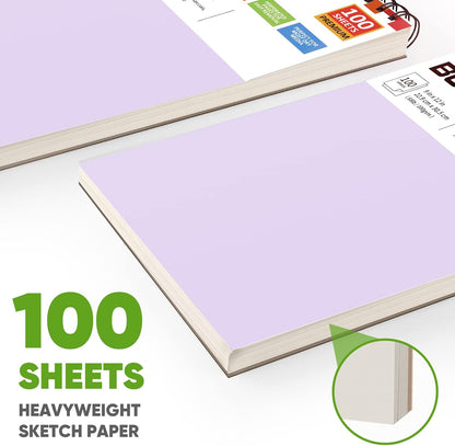 Soucolor 9" x 12" Aesthetic Sketch Book, 1-Pack 100 Sheets School Supplies Cute Sketchbook for Women, Japanese Stationary Sketching Supplies for Kids Teen Girl Gifts Birthday Gifts, Pastel Purple - Crafty Corner