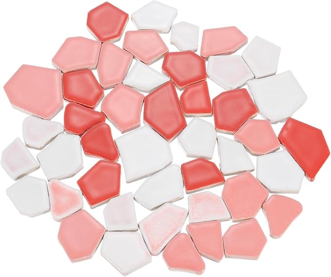 uxcell 500g/1.1LB Irregular Ceramics Mosaic Tiles, 2.3-4.2 cm Bulk Stained Ceramic Mosaic Pieces Stones Mosaic Kits for DIY Art Craft Projects Home Decor, Mixed Red