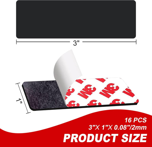 Thaibear Magnetic Strip, Flexible Magnetic Tape with Adhesive Backing (16 Pack, 3" x 1") Strong Adhesive Magnetic Strips for DIY, Crafts, Fridge - Sticky Magnet Tape Strip for Wall