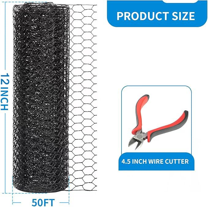 12'' x 50' Black Chicken Wire Fencing (50 Foot)