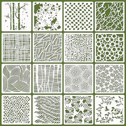 16 Pcs Layering Stencils for Painting (16 Count)