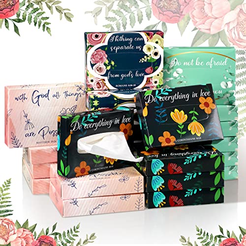 24 Packs 960 Sheets Tissue Cube Car Facial Boxes Disposable Facial Travel Tissues Holder Soft Watercolor Boxes 2 Ply 40 Sheets for Wedding Household Car Kitchen Bathroom (960 Count)