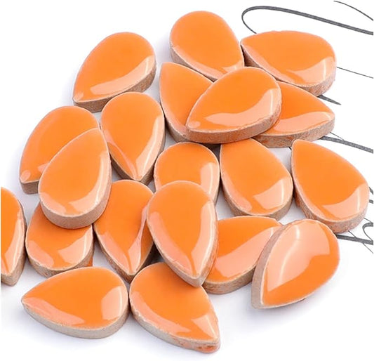1.1lb Raindrops Ceramics Mosaic Tiles for DIY Crafts Home Decoration, 0.47"x 0.75" DIY Mosaic Tile Kits for Craft Plates Flowerpots Vases Cups Mosaic Making Supplies Art Projects (Orange)