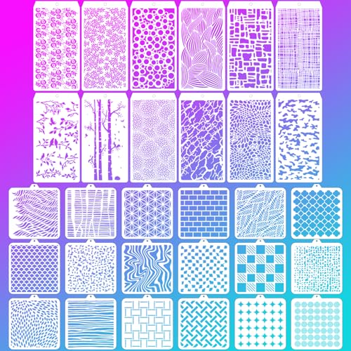 30 Pcs Abstract Layering Stencils for Painting (30 Count)