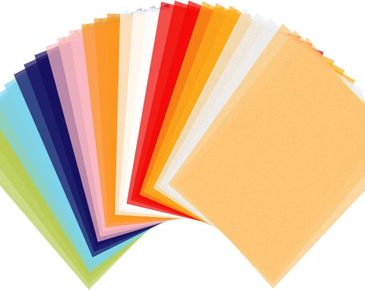 Shynek Colored Vellum Paper, 50 Sheets, 10 Colors, 8.5 x 11, Transparent, Printable, Clear Vellum Sheets for Ink Jet & Laser Printer