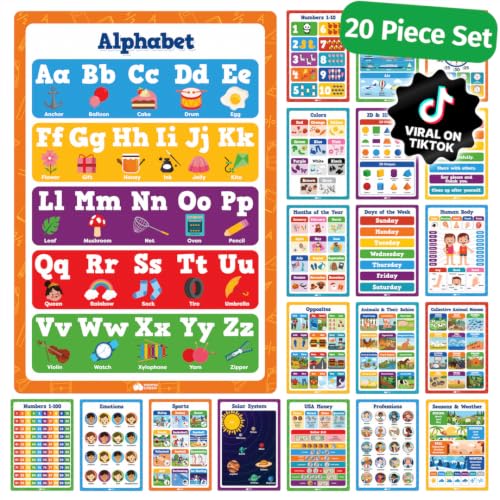 Educational Learning Posters for Toddlers 1 (20 Count)