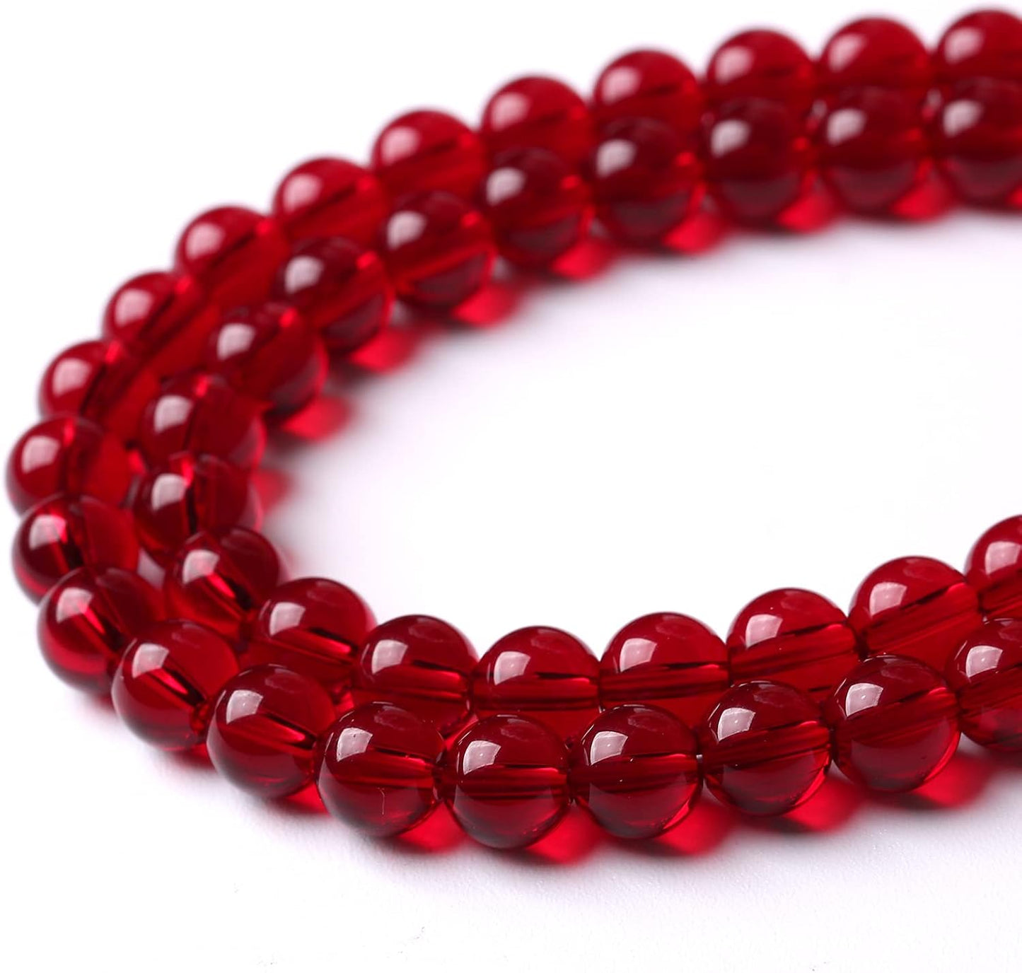 Smooth Garnet Red Glass Crystal Round Loose BeadsFor Jewelry Making DIY Bracelet Necklace Accessories 6mm 68pcs 15" Strand(Garnet Red Glass, 6mm)