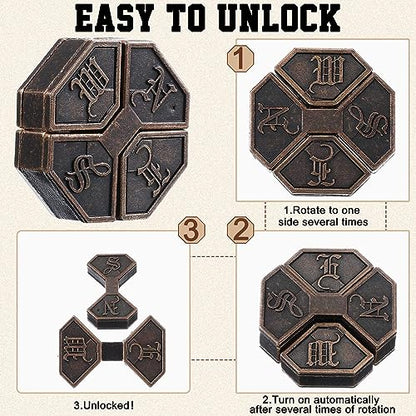 9 Pcs Metal Brain Teasers 3D Steel Puzzle Set (9 Count)