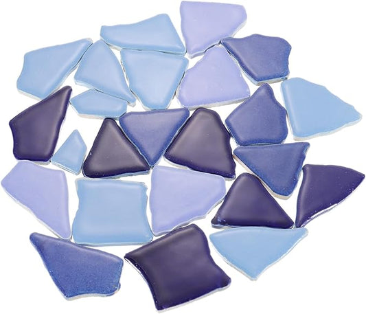uxcell 500g/1.1LB Irregular Ceramics Mosaic Tiles, 3.2-8.5 cm Bulk Stained Ceramic Mosaic Pieces Stones Mosaic Kits for DIY Art Craft Projects Home Decor, Mixed Blue