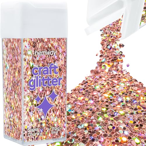 Craft Glitter Shaker Rose Gold Holographic 110g Super Chunky (3.9 Ounce)