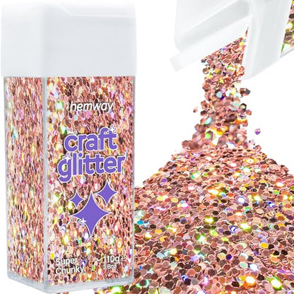 Craft Glitter Shaker Rose Gold Holographic 110g Super Chunky (3.9 Ounce)