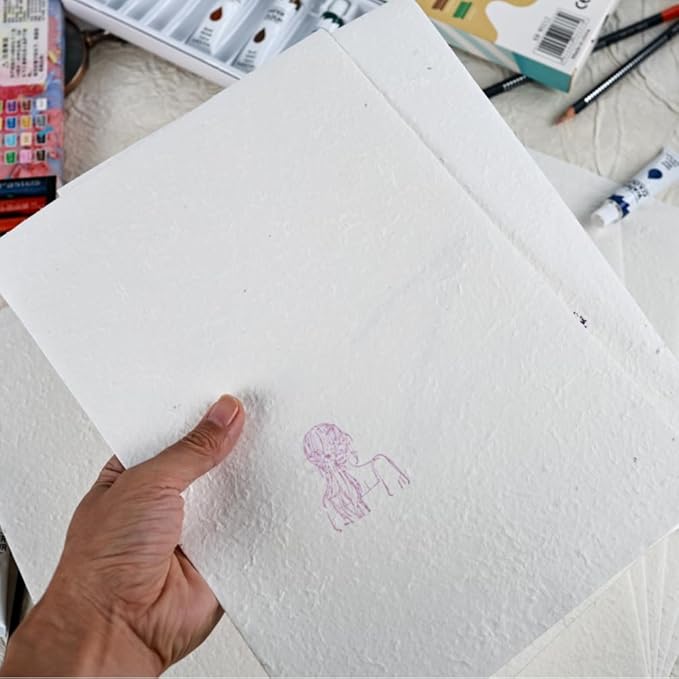 A4 Handmade Textured Paper, 10 Sheets Thick Ivory Dongba Papers for DIY Journals, Wedding Invitations, Crafts Arts, Card Making, Printer