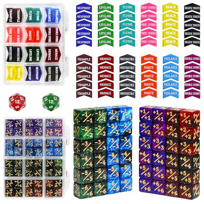 110PCS MTG Tokens & 12mm MTG Life Counter Dice Set for Magic Card with Box (110 Count)