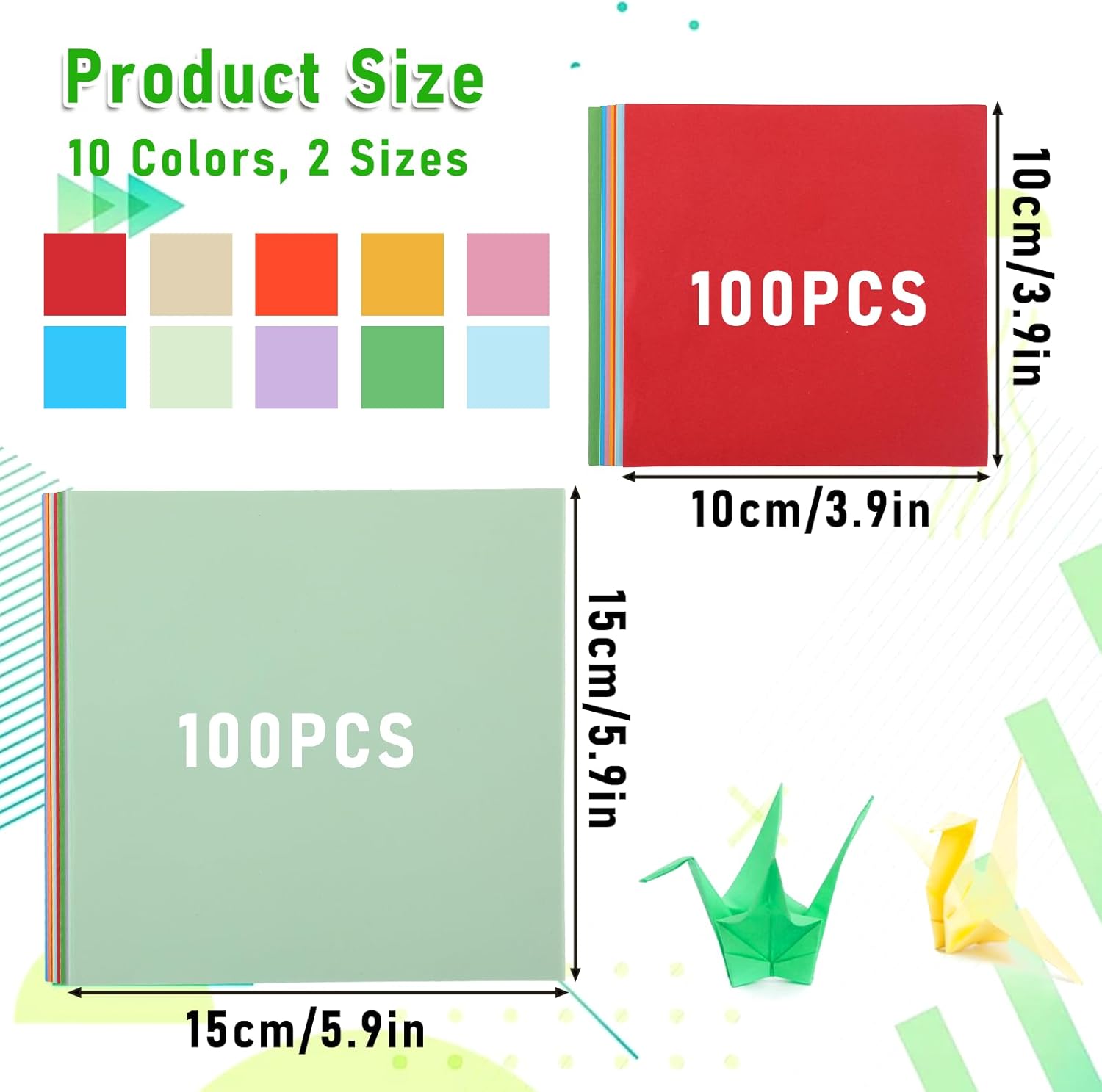 200 Pcs Origami Scrapbook, Paper Airplane Paper Double Sided Scrapbook Paper Origami 10x10 Origami 15x15 Square Mixed 10 Colors, Colored Construction Paper for Crafts and Art Folding - Crafty Corner