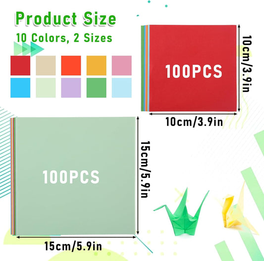 200 Pcs Origami Scrapbook, Paper Airplane Paper Double Sided Scrapbook Paper Origami 10x10 Origami 15x15 Square Mixed 10 Colors, Colored Construction Paper for Crafts and Art Folding - Crafty Corner