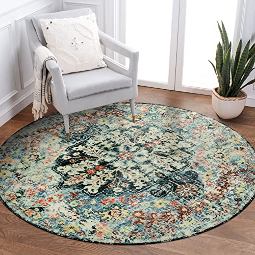 Reine Bohemian Floral Medallion Round Rug