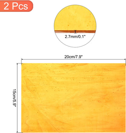 MECCANIXITY 2 Pcs Stained Glass Sheet Mosaic Tile 7.9 Inch x 5.9 Inch Orange Stained Glass Sheets for Crafts DIY Art Project