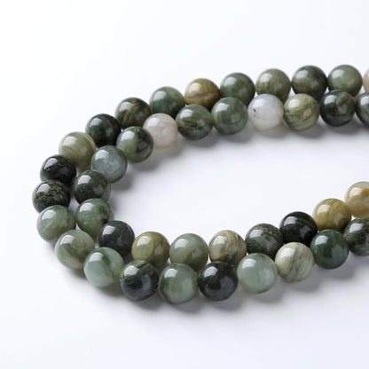 45pcs 8mm Natural Green Hair Quartz Stone Beads for Jewelry Making DIY Bracelet Necklace Accessories 15" Energy Healing Power Round Stone Beads(8mm, Green Hair Quartz)