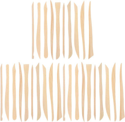 VILLCASE 30pcs Wooden Clay Carving Modeling Tools Kit, Double-Ended Clay Sculpture Tools, Polymer Pottery Dough Modeling Ceramic Tools for Cutting Shaping