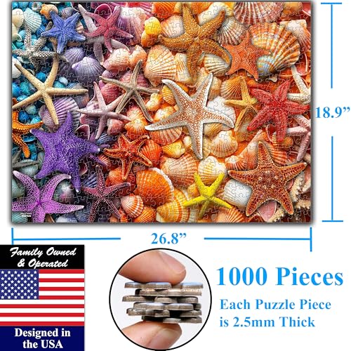 Colorful Rainbow of Starfish & Seashells 1000 Pieces Large Format Jigsaw Puzzle for 13+