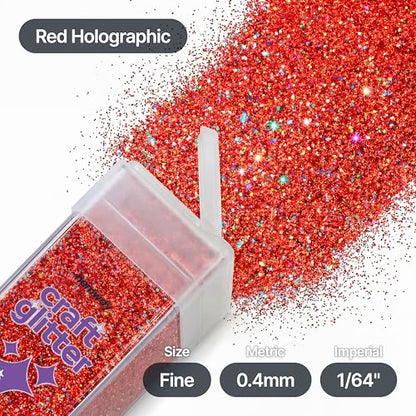 Craft Glitter Shaker Red Holographic 130g Fine (3.8 Ounce)