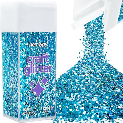 Craft Glitter Shaker Ocean Blue Holographic 130g Extra Chunky (3.8 Ounce)