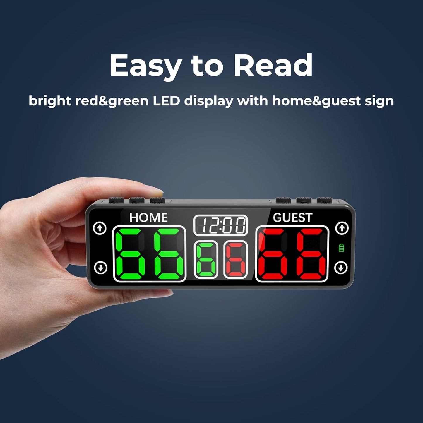 Mini Digital Scoreboard - Portable Tabletop Scoreboard for Games, Wireless Battery Powered Electronic Scoreboard with Buzzer, Score Keeper for Ping Pong/Cornhole/Basketball/Volleyball