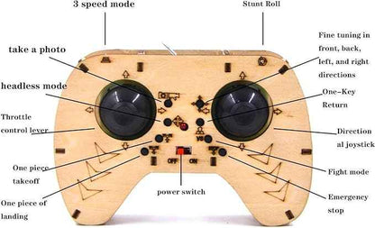 DIY Wooden Building Blocks Flying, DIY Wooden Drone Model Kit Remote Control Aircraft Training Wooden Assembly Quadcopter Mini Drone Model