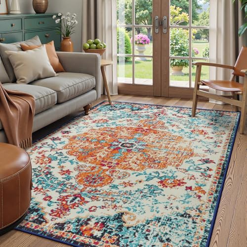 Bohemian Floral Medallion Area Rug