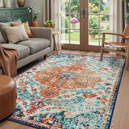 Bohemian Floral Medallion Area Rug