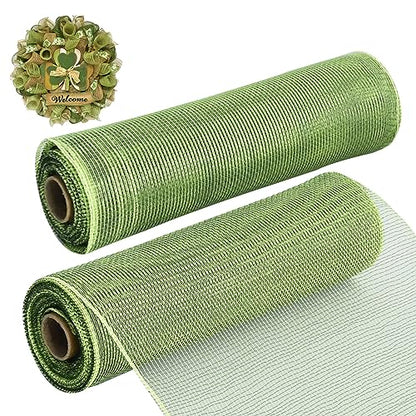 2 Rolls 10 Inch Sage Green Decorative Mesh Ribbbon Rolls (60 Foot)