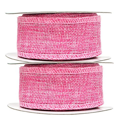 1 1 2 Inch Wide Pink Burlap Ribbon for Crafts (60 Foot)