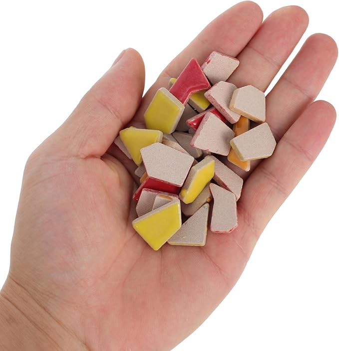 TEHAUX Mosaic Ceramic Fragments Craft Tiles Broken Tiles for Mosaics DIY Porcelain Pieces Unique Art Easy Maintenance
