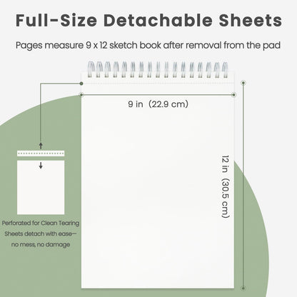 Sketch Pad 9x12 Inch, 1 Pack-100 Sheets Spiral Drawing Paper for Kids，68lb/100gsm Drawing Sketchbook for Kids Ages 8-12, Drawing Book for Adults, Teens, Painting, Drawing & Art Supplies. - Crafty Corner