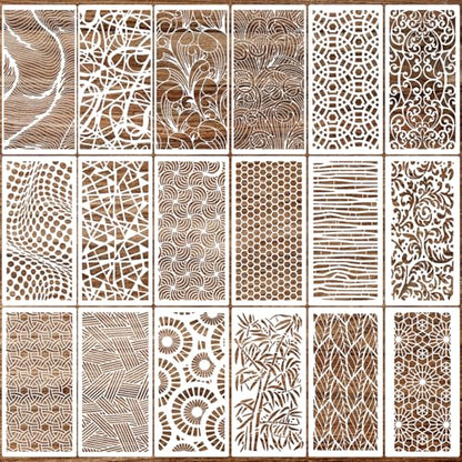 Stencils for Crafts Reusable Texture Stencils for Painting 8"x4" (18 Count)