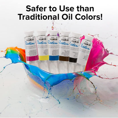 Lukas Water Mixable Oil Paint - Eco-Friendly, 37ml Mixing Set of 5, Solvent-Free Artist Oil Paint with Lightfast Pigments and Beeswax for Smooth Consistency, Water Soluble, Quick-Drying