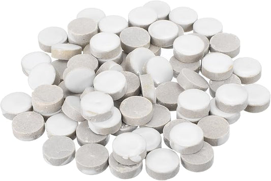 MECCANIXITY 200g Ceramic Mosaic Tiles for Crafts Bulk, Round White Ceramic Tiles for Mosaic Kits Garden Stepping Stone Cup Mat