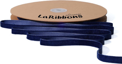 LaRibbons Thin Velvet Ribbon 3/8 Inch x 25 Yards, Navy Velvet Ribbon for Christmas Tree, Gift Wrapping, Wreath Bow, Outdoor Decoration - Crafty Corner