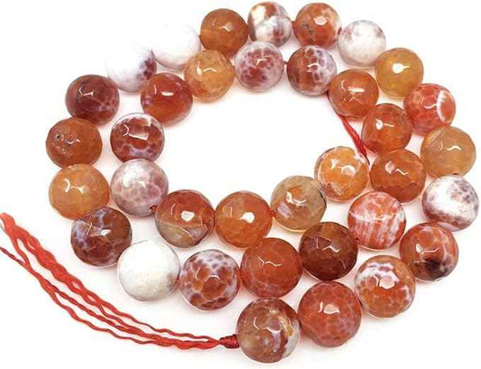 70pcs Adabele Natural Faceted Red Fire Agate Healing Gemstone 10mm Round Loose Beads Gem Stone Spacer for DIY Craft Jewelry Making GH4-10