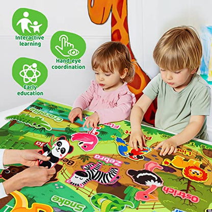 43x28 inch Zoo Animals Felt Story Board Set (41 Count)