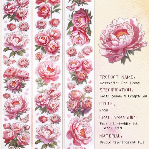 PET Tapes Pink Flower Scrapbook Supplies (6.56 Foot)