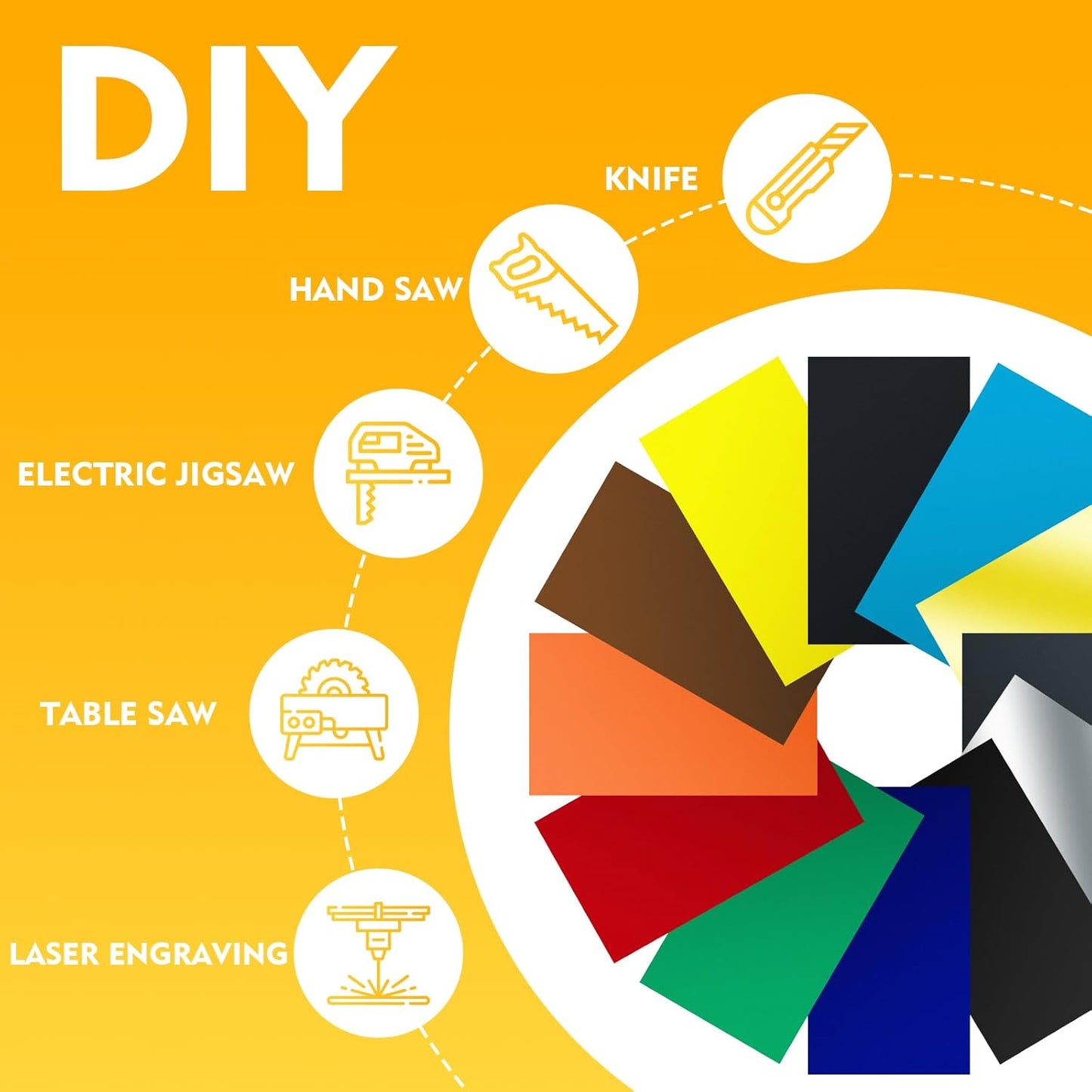 Laser Engraving Blank ABS Double Color Plastic Sheet, 11.8x6.49x0.05 inch Materials Double Color Plastic Sheet for Interior Signs, Badges, DIY Carving Pack of 12 (12 Color)