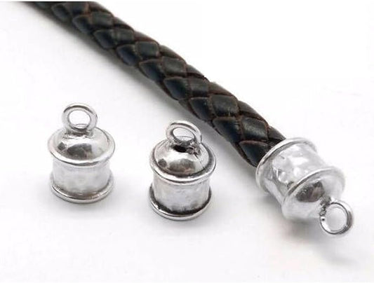 Sterling Silver Leather Cord End Cap - Inside Diameter 5.5mm - Secure Finish for Bracelets and Necklaces