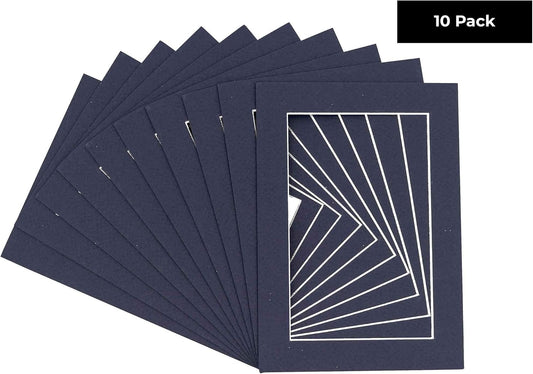 11x14 Mat for 8.5x11 Photo - Precut Navy Picture Matboard for Frames 11 x 14 Inches - Bevel Cut Matte to Display Art 8.5 x 11 Inches - Acid Free Pack of 10 MATS with Backing Boards & Clear Bags