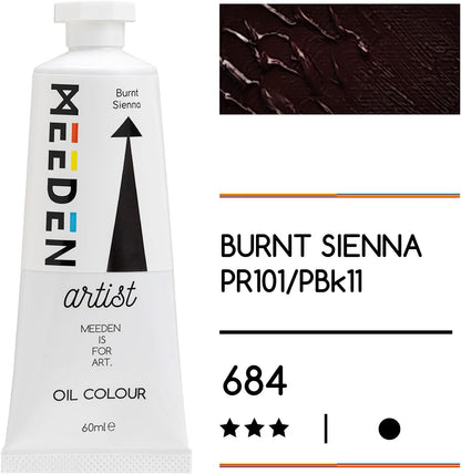 MEEDEN Artist Grade Oil Paint: Burnt Sienna - 60ml/2oz Tube - Professional Art Paints for Canvas Painting