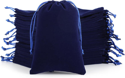 Velvet Drawstring Jewelry Bag, 50Pcs Blue Coin Pouch, 4x6 Tarot Card Holder For Wrapping Halloween Party Favors, Small Jewelry, Small Bussiness, Pendents, Bracelet, Customers