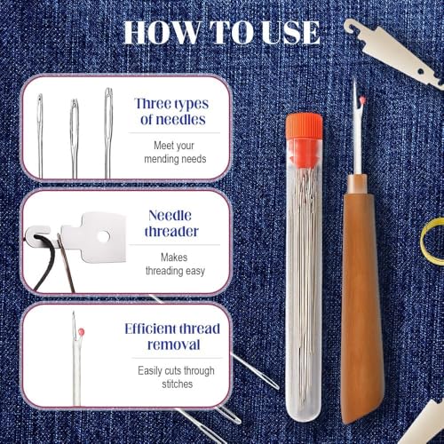 40 PCS Big Eye Steel Sewing Needles Kit