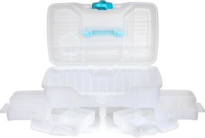 ArtBin Clear Plastic Organizer Small Parts Organizer - for DIY Arts & Crafts Storage Boxes & Organizers, Sewing Storage - Storage Box with Compartments, Project Box - Medium (4 Pivot Trays) 6943PB