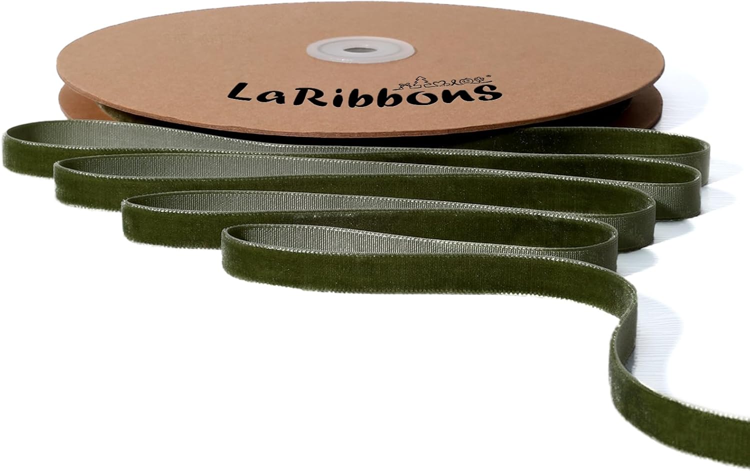 LaRibbons Thin Velvet Ribbon 3/8 Inch x 25 Yards, Moss Green Velvet Ribbon for Christmas Tree, Gift Wrapping, Wreath Bow, Outdoor Decoration - Crafty Corner